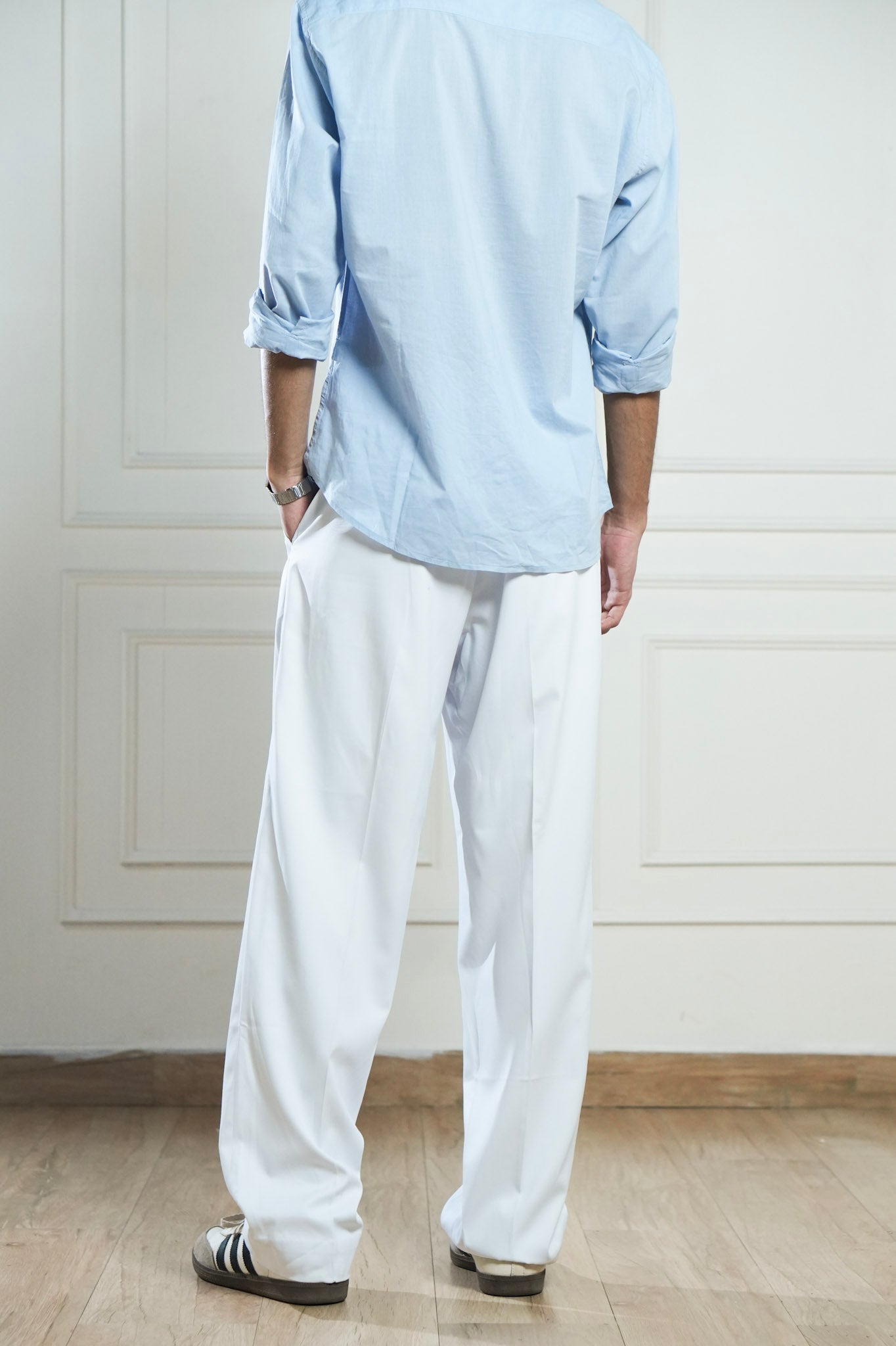 White High-Rise Relaxed Trousers – Korean-Inspired Fit