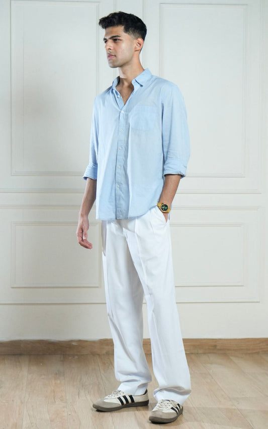 White High-Rise Relaxed Trousers – Korean-Inspired Fit